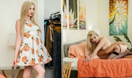 Un mec en rendez-vous avec la chaude blonde Lexi Lore s'inquiète pour sa bite