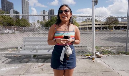 Nous avons récupéré une belle fille dans la rue et l'avons baisée dans un minibus